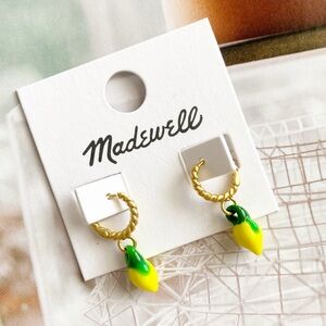 sale | madewell | enamel lemon twisted huggie hoop earrings